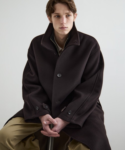 Super140s マルチウェイ メルトンオーバーサイズスタンドコート