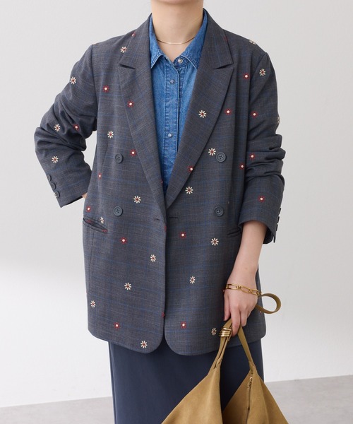 セール】メタル釦ダブルジャケット/ウールライク/セットアップ可/WEB