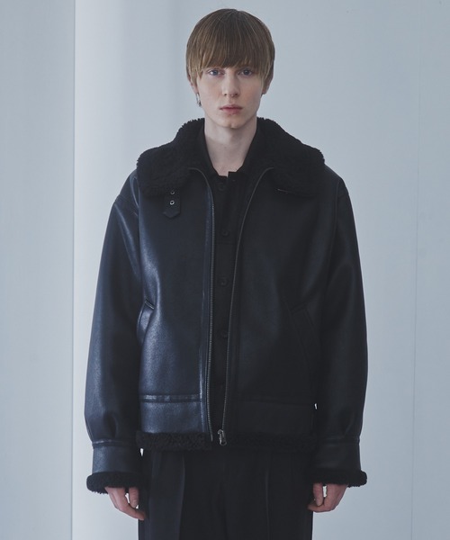 SLICK/スリック】Synthetic Leather Mouton B-3 Jacket/シンセティック