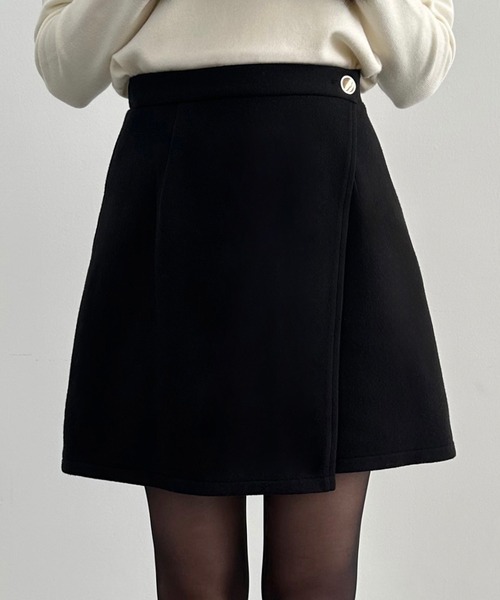 セール】ウールライク金釦ラップスカパン（スカート）｜CENEA（セネア