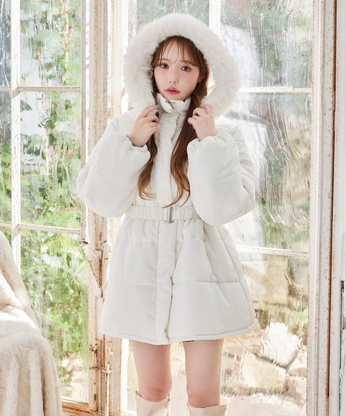 セール】フード付きミドルフェイクダウンコート（その他アウター