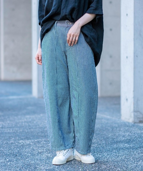 D.M.G / ディーエムジー] 10s先染めヒッコリー アーモンドパンツ