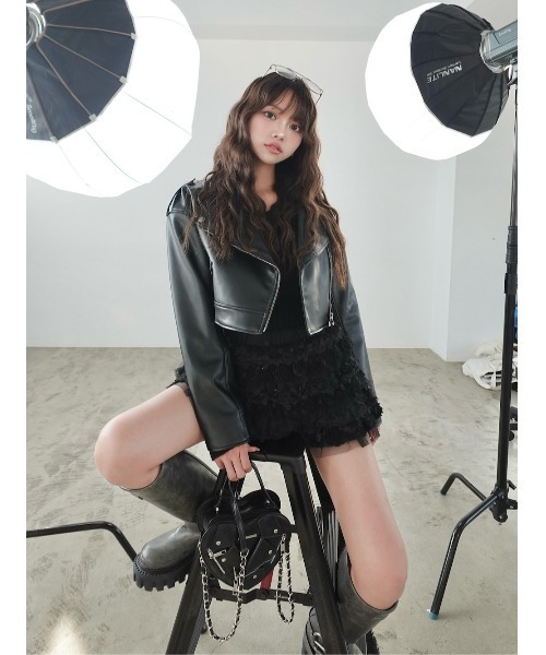 ドロップショートライダースジャケット（ライダースジャケット