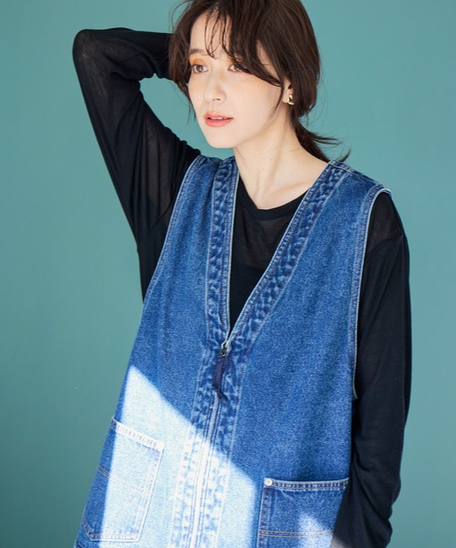 セール】ZIPデニムベスト《CLIP denim》（ベスト）｜studio CLIP