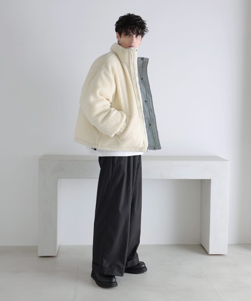 タフタ×ボア リバーシブル機能性中綿ジャケット 【600フィルパワー