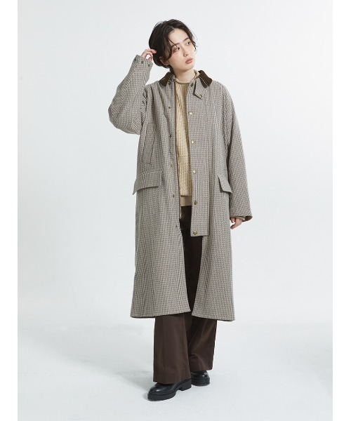Barbour DON BURGHLEYウールチェックロングコート 34 SNOWDON