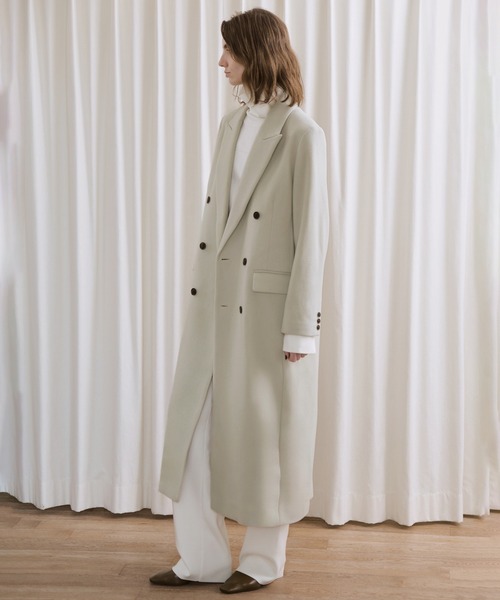 セール】【EMOELLE】ピークドラペルダブルコート（チェスターコート