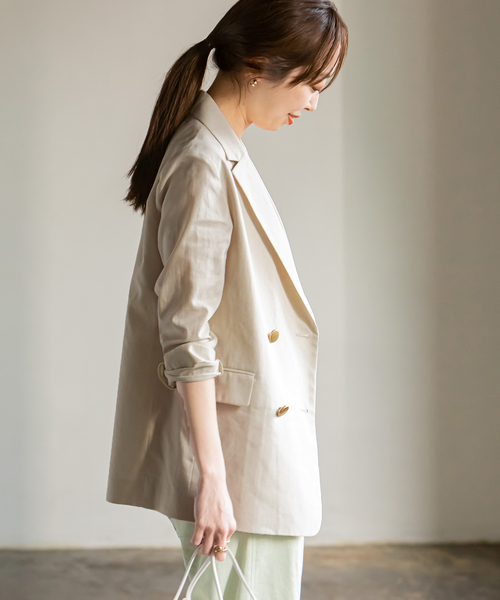 Noble（ノーブル）の「《追加》麻ストレッチダブルブレストジャケット
