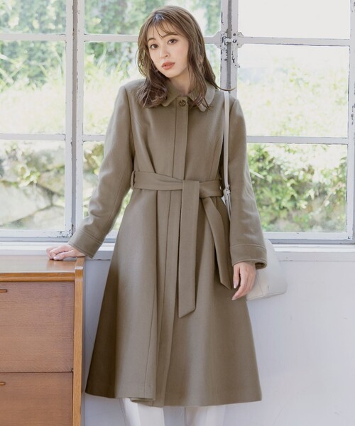 ウール90％】ステンカラープリンセスウールコート（ステンカラーコート
