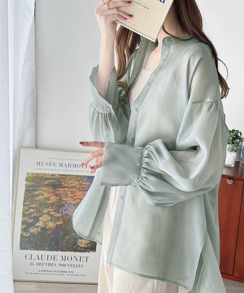 セール】大人の魅力漂う。前後2wayシャイニーシアーシャツ（シャツ