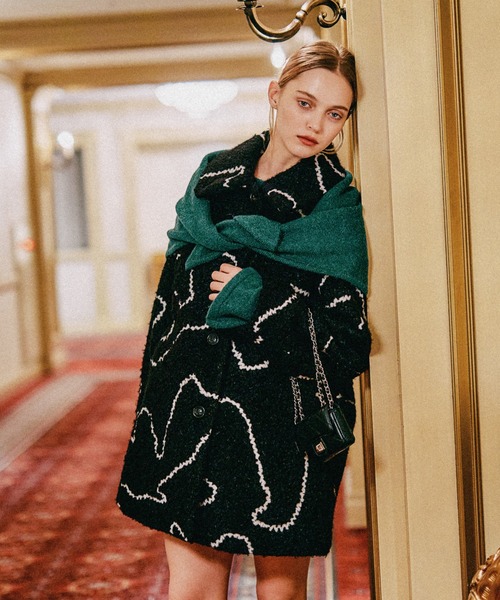 セール】線描きモノトーンコート 588895（ステンカラーコート）｜mysty