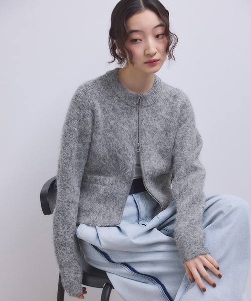 セール】【WEB限定】フラッフィージップショートカーディガン