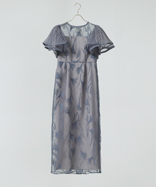 セール】シアー素材 フラワー刺繍 ワンピース ドレス 結婚式 お呼ばれ