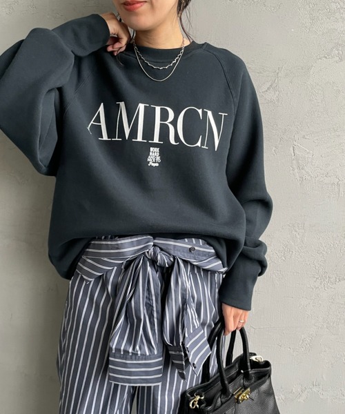 Americana/アメリカーナ] バックジップ ロゴプリントスウェット