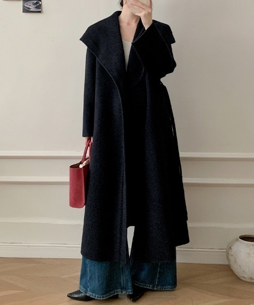 セール】ウールベルト付きロングコート（チェスターコート）｜ONEP