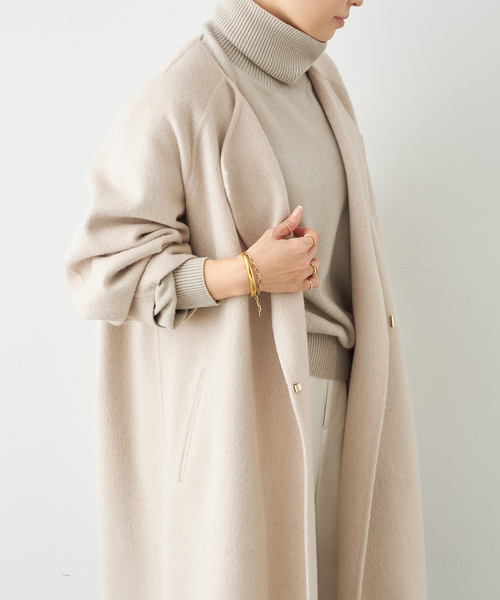 ウールアンゴラ ノーカラーコート（ノーカラーコート）｜Deuxieme