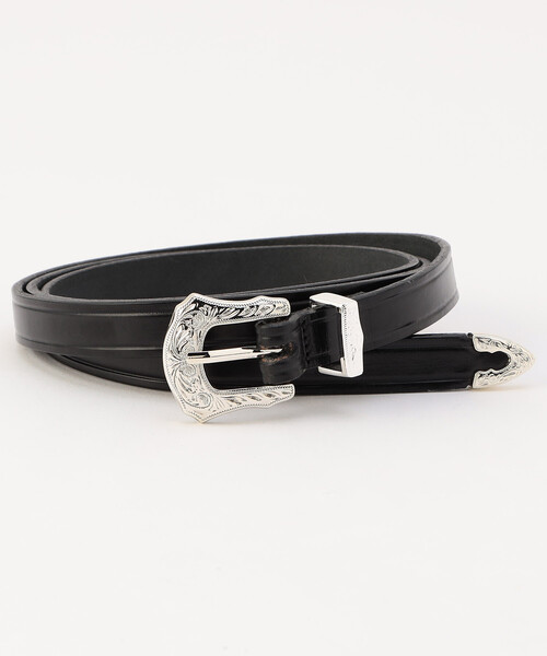 MONITALY/モニタリー Extra Long Leather Belt with 3-pc Silver