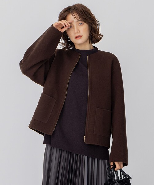 セール】ウールリバー ショートコート（ノーカラーコート）｜23区 L