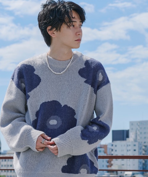 Ellno Loset（エルノロゼット）の「モヘアタッチシャギー柄ニット