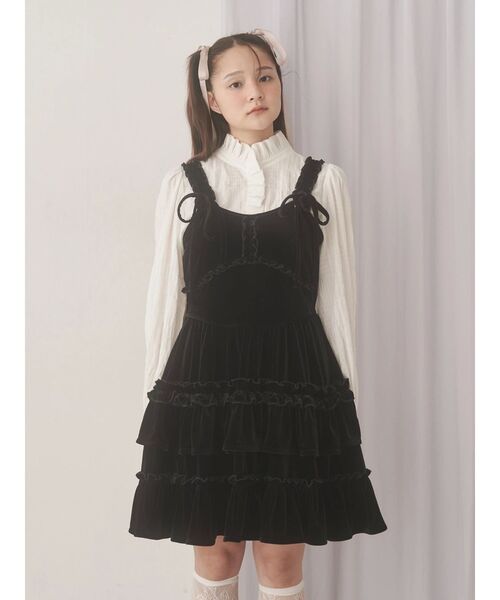 コルセットベロアフレアミニワンピース（ワンピース）｜merry jenny