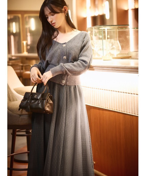 セール】チュールスカートセットカーディガン（ワンピース）｜SNIDEL