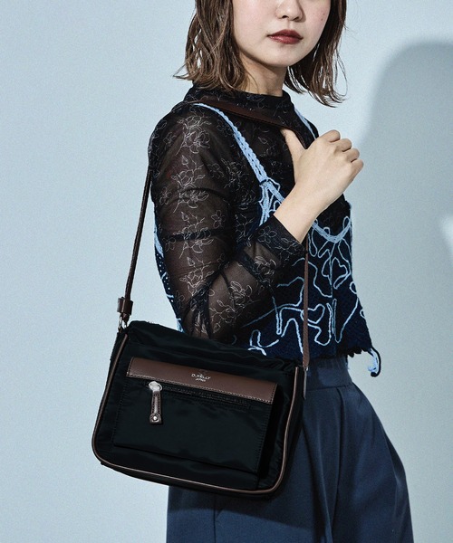 セール】ナイロンバイカラーショルダーバッグ コンパクト レディース