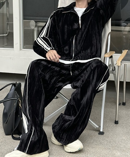 Corteiz Velour Track ブラック セットアップ Corteiz ベロア