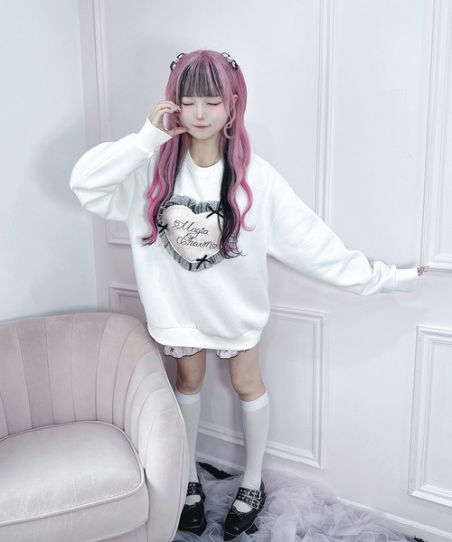 セール】ハートフリルスウェット / 裏起毛 オーバーサイズ ドット