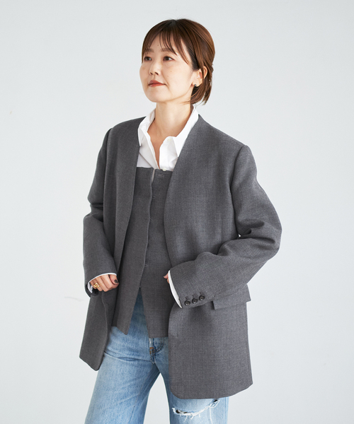 plage（プラージュ）の「【R'IAM】ノーカラー コートジャケット（ノー