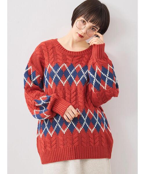 セール】ケーブルアーガイル柄ニット（ニット/セーター）｜SM2