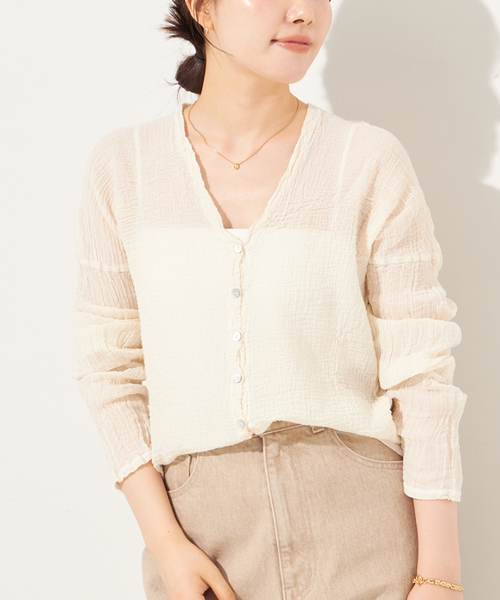 追加》LES ATELIERS FRANCAIS DE CONFECTION 別注 Vネック ブラウス