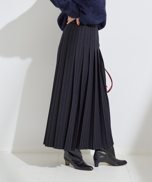 セール】クラシックストライプ プリーツスカート（スカート）｜journal
