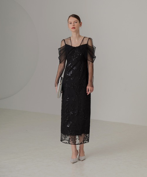 セール】【LEJA】チュールロングスリーブリーフIラインドレス