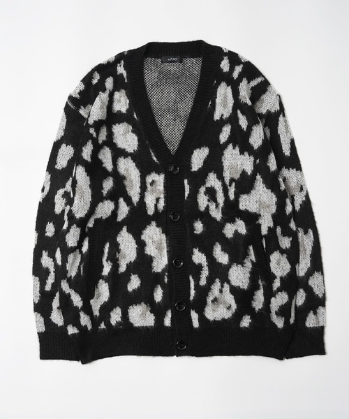 セール】モヘアライク 総柄 ニットカーディガン / オーバーサイズ