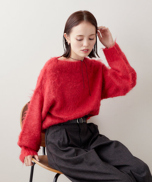 セール】モヘアライクワイドネックニット（ニット/セーター）｜mystic