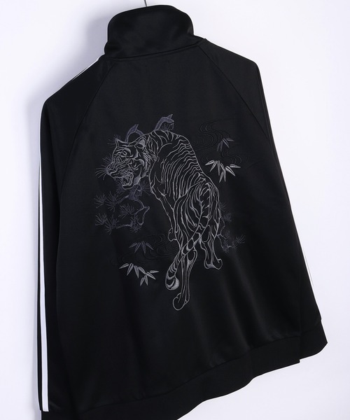 和柄刺繍 風神雷神 虎 (タイガー) トラックジャケット /ブロークコア