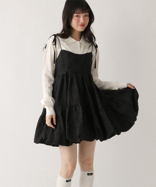 ジャガードバルーンリボンミニワンピース 666275（ワンピース