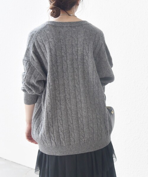 WEB限定】SHIPS any:〈手洗い可能〉ヤク ケーブル クルーネック ニット