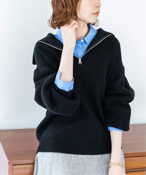 IENA（イエナ）の「片畦ZIPハイネックプルオーバー◇（ニット/セーター