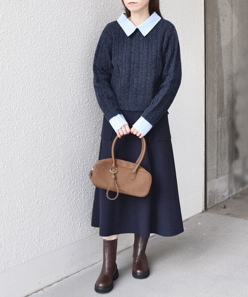 SHIPS Colors:〈手洗い可能〉ジャージーメルトン ポケット フレア