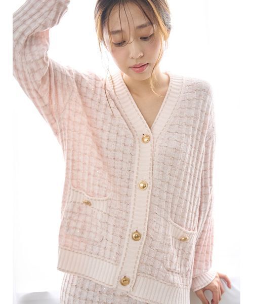 セール】ラメニットツイードカーディガン（ルームウェア/パジャマ