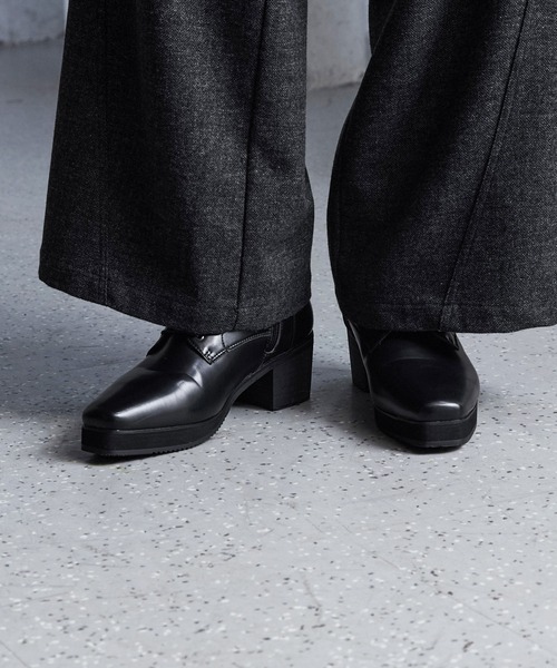 CLEL】High Sole Design Heel Boots/ハイソール デザイン ヒールブーツ