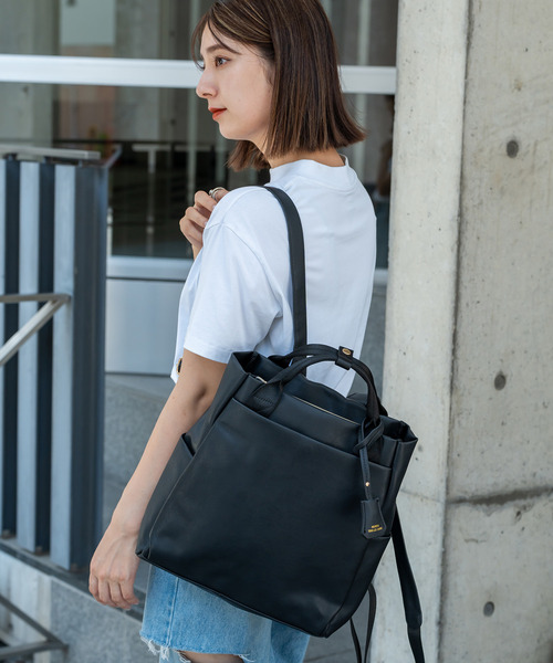セール】合皮 チャーム付き シンプル 2WAY トートバッグ リュック