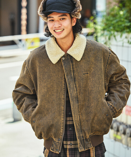 セール】NAUTICA/ノーティカ 衿ボア フェイクムートン ブリーチ加工