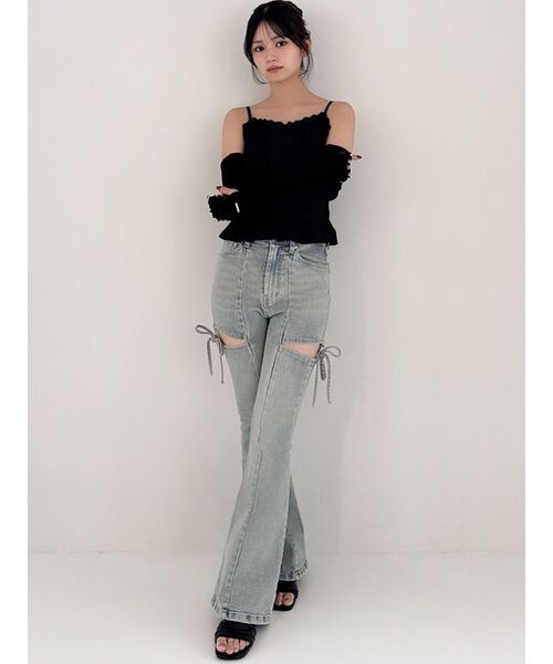 追加生産分】カットアウトリボンデニムパンツ（デニムパンツ