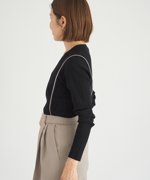 セール】《追加》イタリア ヤーン RIB Vネックカーディガン