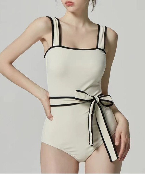 セール】【SETUP7】バイカラーリボン付きワンピース水着 SCCH607（水着
