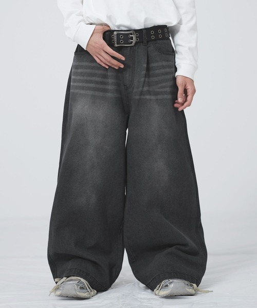 セール】ワイドタックマルチカラーデニム【UNISEX】（デニムパンツ