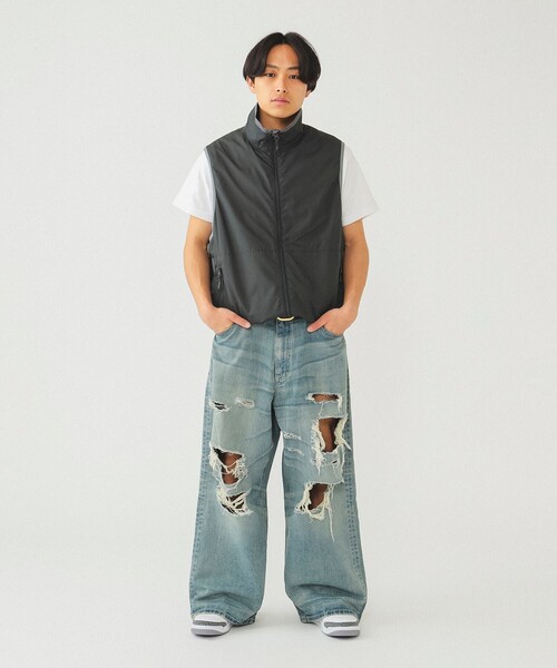 Lee（リー）の「Lee × BEAMS / 別注 クラッシュ バギー デニムパンツ