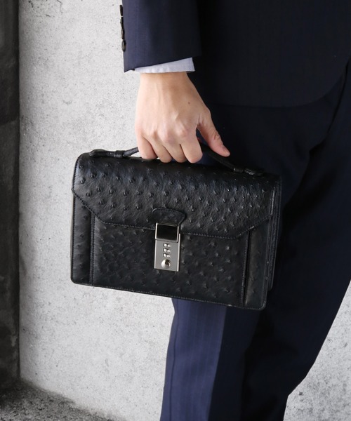 オーストリッチ メンズ セカンドバッグ ダイヤルロック式（ビジネス